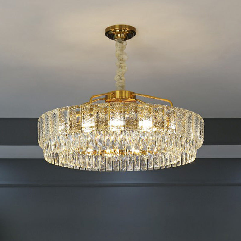 Modalight Circular Chandelier: Elegant Light Tan K9 Crystal Lamp For Bedroom