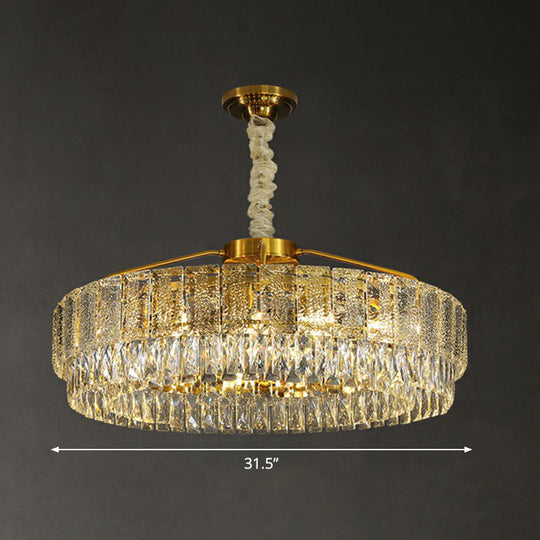 Modalight Circular Chandelier: Elegant Light Tan K9 Crystal Lamp For Bedroom 15 /