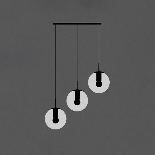 Black Globe Pendant Light Fixture With Cream Glass - Perfect For Stairs And Multiple Hanging Lights