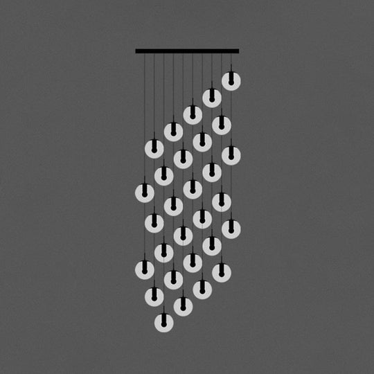 Minimalist Black Globe Pendant Light with Cream Glass - Ideal for Stairways