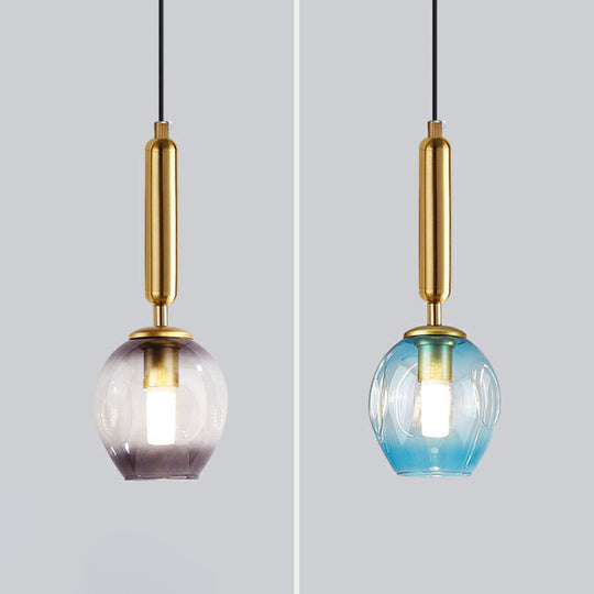 Modern Ombre Glass Ceiling Light Pendant For Living Room - Multi-Shaped And Stylish Suspension