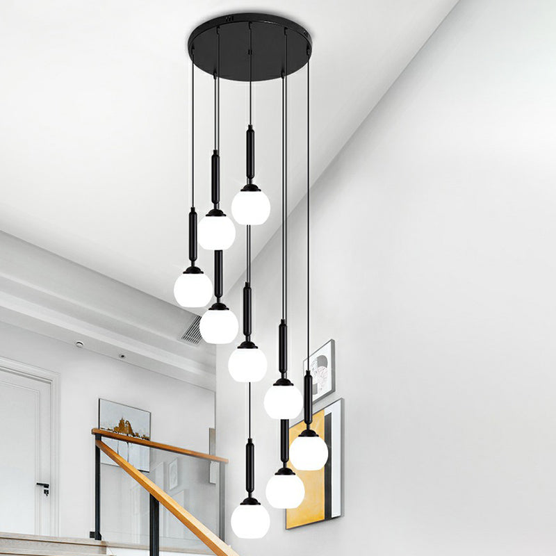 Nordic Opal Glass Spiral Pendant Light - Ideal For Stairways And Ceilings