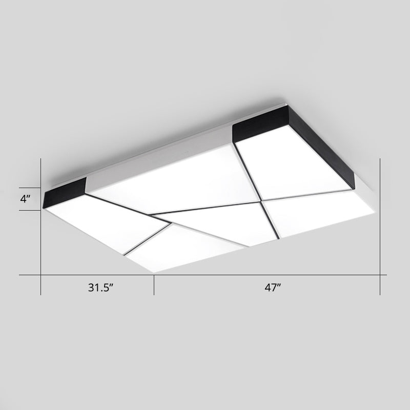 Modern Minimalist LED Ceiling Lamp: Black-White Acrylic Flush Mount Light for Living Room