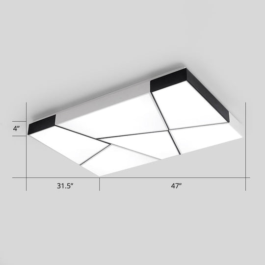 Modern Minimalist LED Ceiling Lamp: Black-White Acrylic Flush Mount Light for Living Room
