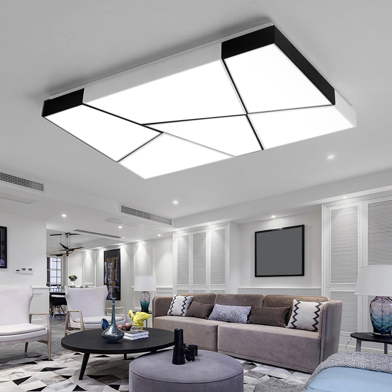 Modern Minimalist Led Ceiling Lamp: Black-White Acrylic Flush Mount Light For Living Room