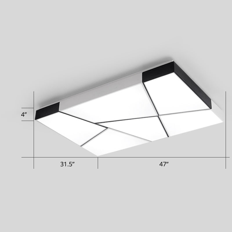 Modern Minimalist LED Ceiling Lamp: Black-White Acrylic Flush Mount Light for Living Room