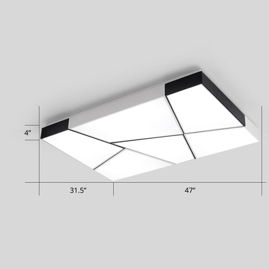 Modern Minimalist LED Ceiling Lamp: Black-White Acrylic Flush Mount Light for Living Room