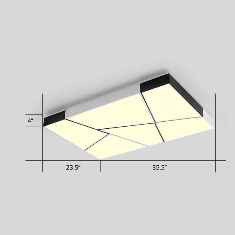 Modern Minimalist LED Ceiling Lamp: Black-White Acrylic Flush Mount Light for Living Room