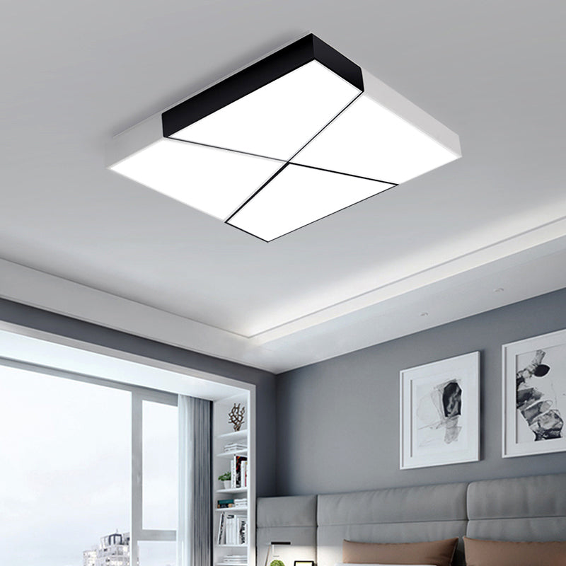 Modern Minimalist Led Ceiling Lamp: Black-White Acrylic Flush Mount Light For Living Room