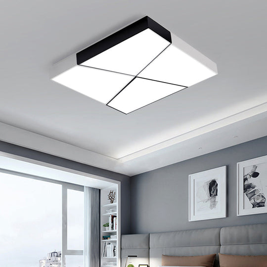 Modern Minimalist Led Ceiling Lamp: Black-White Acrylic Flush Mount Light For Living Room