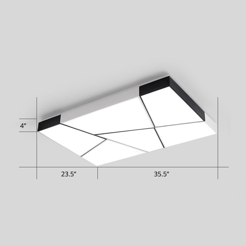 Modern Minimalist LED Ceiling Lamp: Black-White Acrylic Flush Mount Light for Living Room