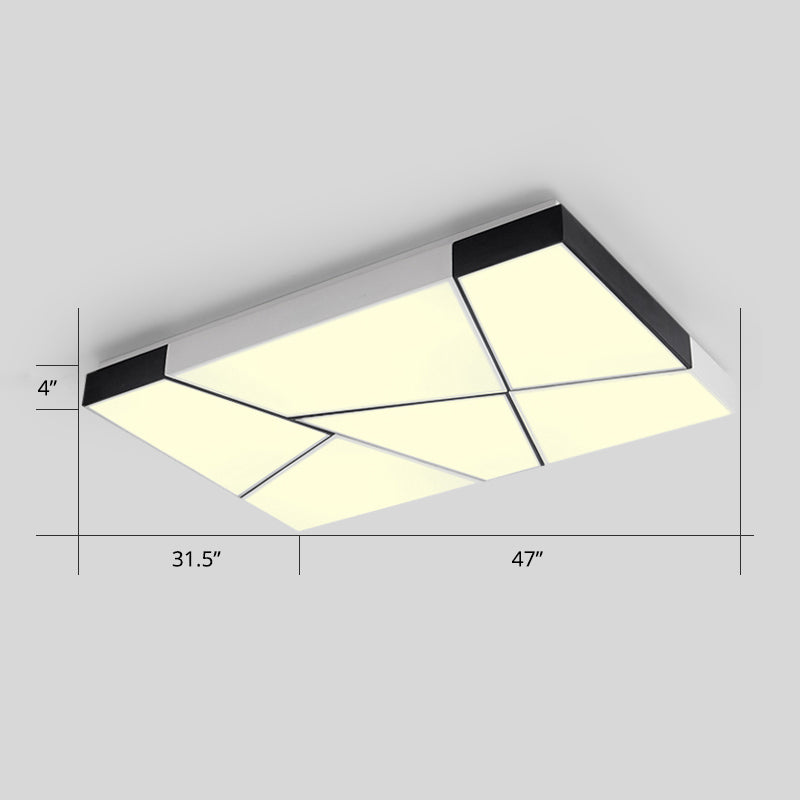 Modern Minimalist LED Ceiling Lamp: Black-White Acrylic Flush Mount Light for Living Room