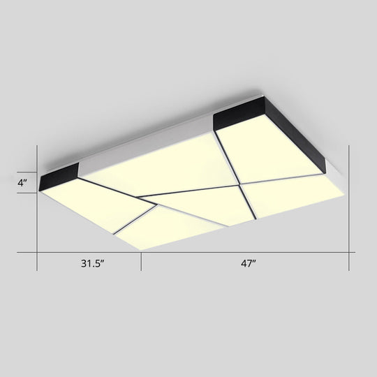Modern Minimalist LED Ceiling Lamp: Black-White Acrylic Flush Mount Light for Living Room