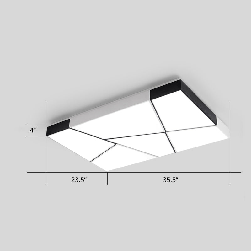 Modern Minimalist LED Ceiling Lamp: Black-White Acrylic Flush Mount Light for Living Room