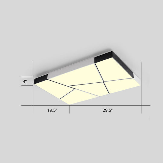 Modern Minimalist LED Ceiling Lamp: Black-White Acrylic Flush Mount Light for Living Room