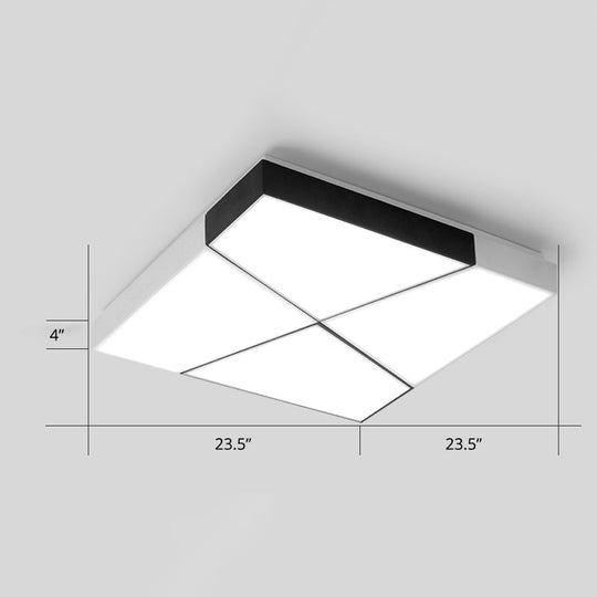 Modern Minimalist LED Ceiling Lamp: Black-White Acrylic Flush Mount Light for Living Room