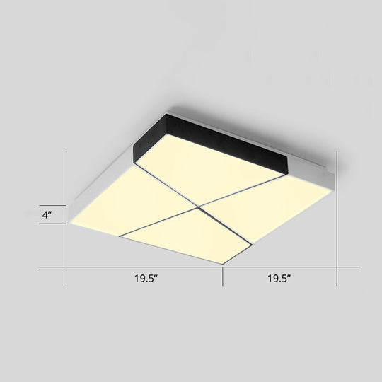 Modern Minimalist LED Ceiling Lamp: Black-White Acrylic Flush Mount Light for Living Room