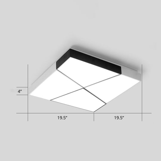 Modern Minimalist LED Ceiling Lamp: Black-White Acrylic Flush Mount Light for Living Room