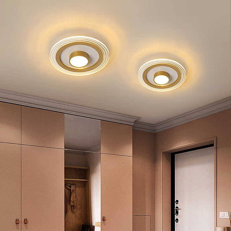 Minimalist Gold LED Flushmount Foyer Light – Small Acrylic Ceiling Flush Mount