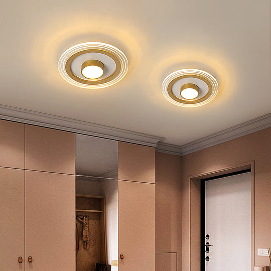 Minimalist Gold LED Flushmount Foyer Light – Small Acrylic Ceiling Flush Mount