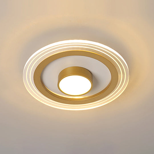 Minimalist Gold LED Flushmount Foyer Light – Small Acrylic Ceiling Flush Mount