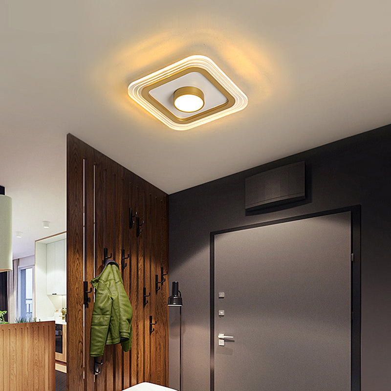 Minimalist Gold LED Flushmount Foyer Light – Small Acrylic Ceiling Flush Mount