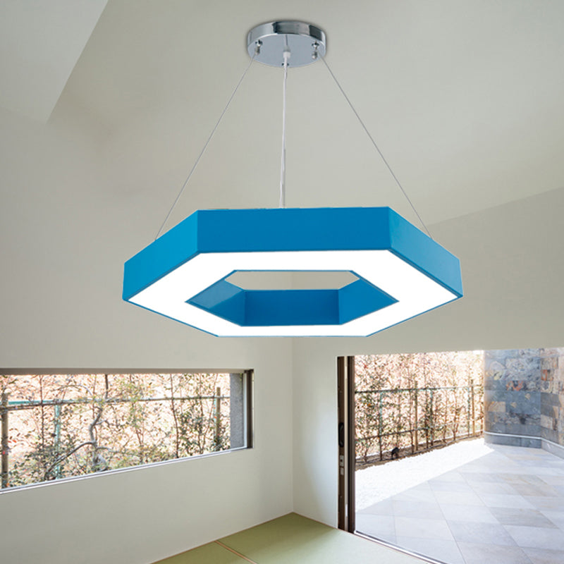 Honeycomb Led Pendant Light In Contemporary Green/Blue/Red With White/Warm/Natural Glow Blue /