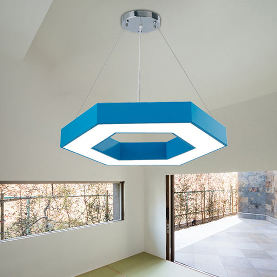 Honeycomb Led Pendant Light In Contemporary Green/Blue/Red With White/Warm/Natural Glow Blue /