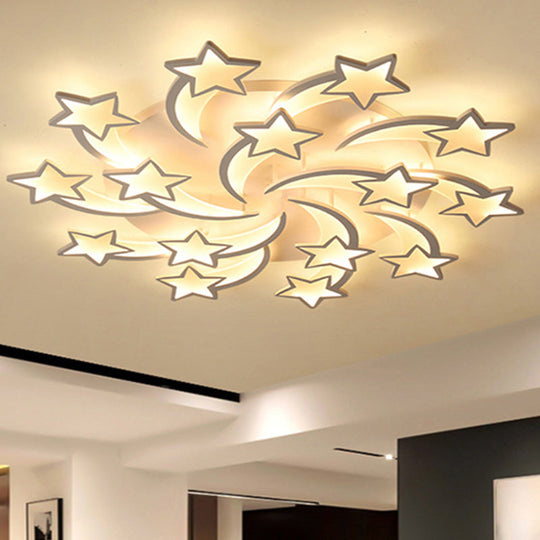 Modern White Acrylic LED Flush Mount Ceiling Light Fixture for Living Room