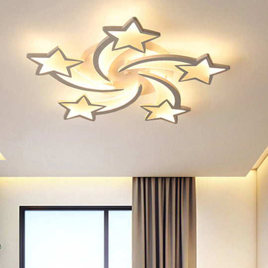 Modern White Acrylic LED Flush Mount Ceiling Light Fixture for Living Room