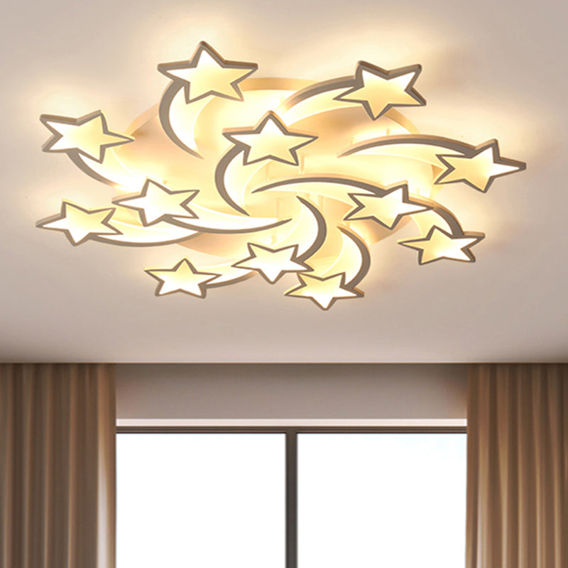 Modern White Acrylic LED Flush Mount Ceiling Light Fixture for Living Room