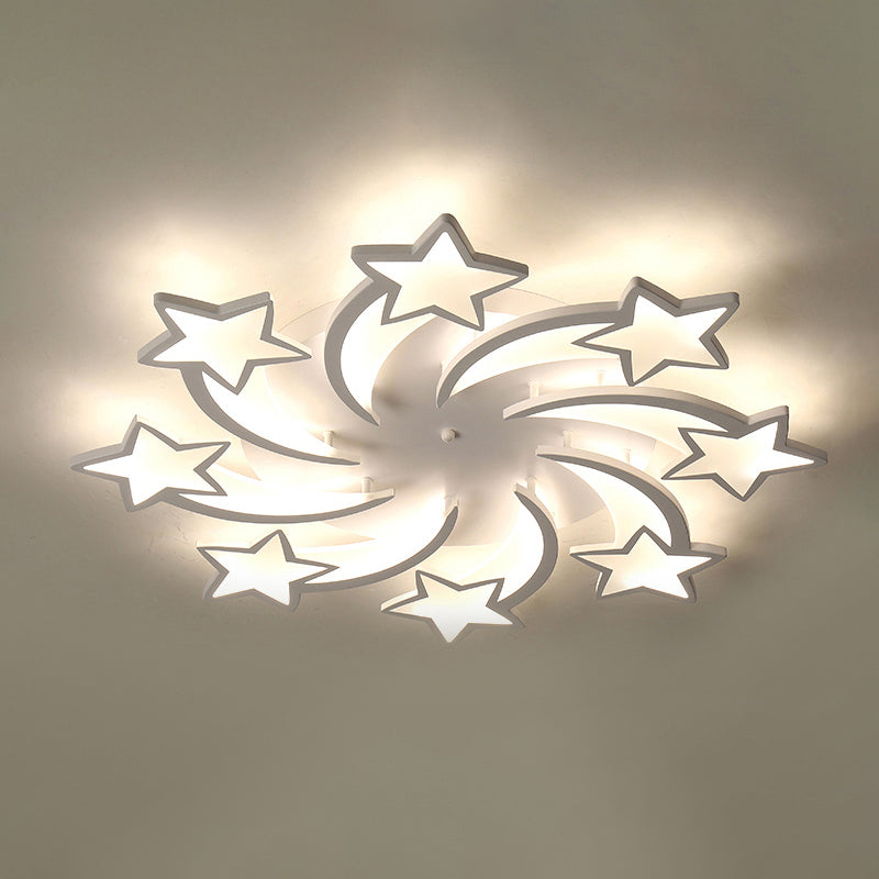 Modern White Acrylic LED Flush Mount Ceiling Light Fixture for Living Room