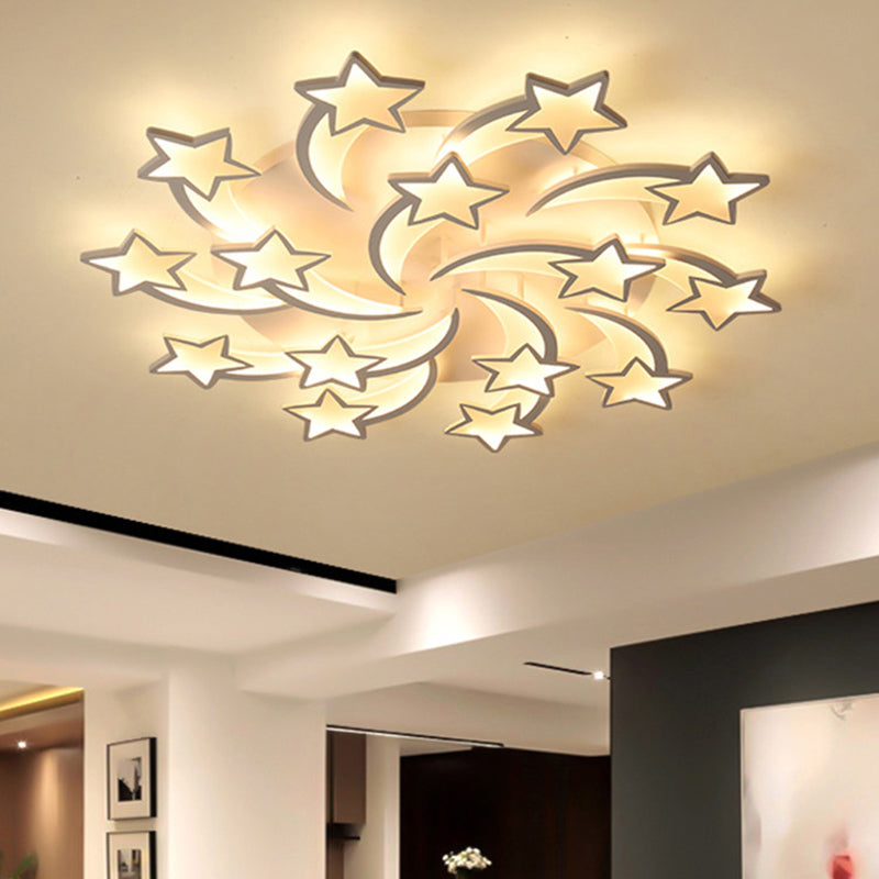 Modern White Acrylic LED Flush Mount Ceiling Light Fixture for Living Room