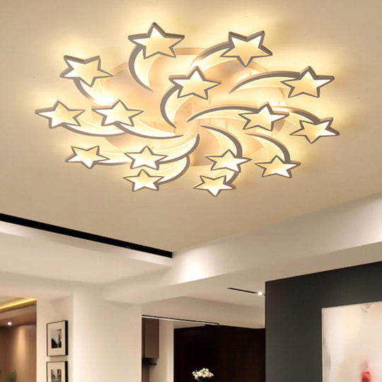 Modern White Acrylic LED Flush Mount Ceiling Light Fixture for Living Room