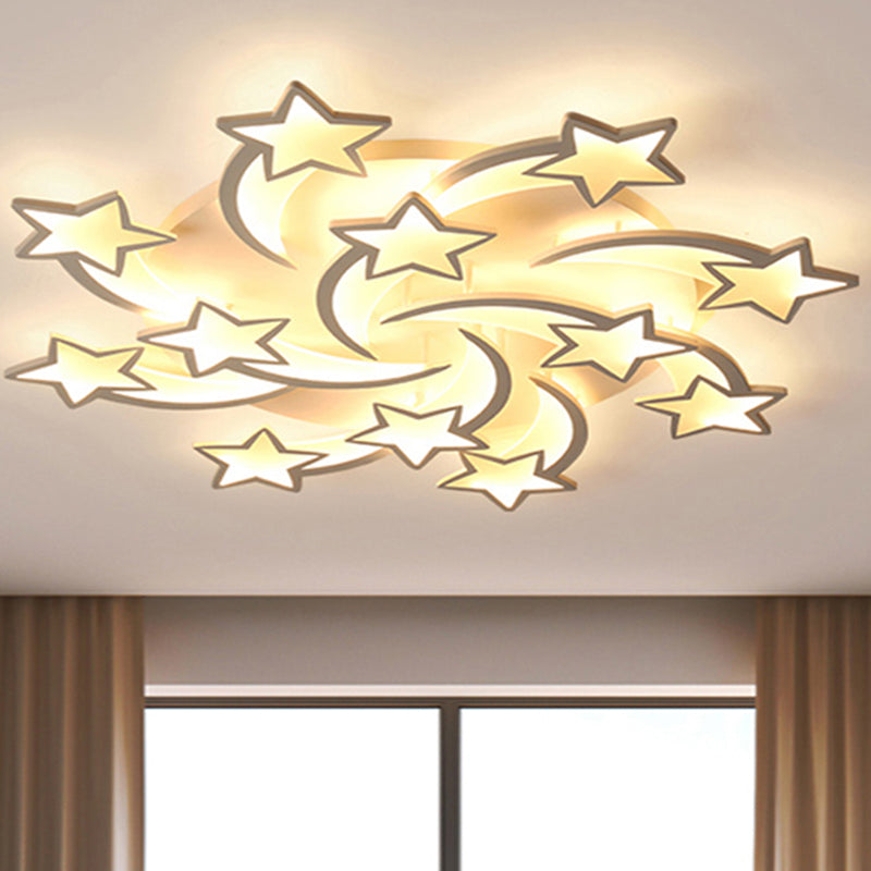 Modern White Acrylic LED Flush Mount Ceiling Light Fixture for Living Room