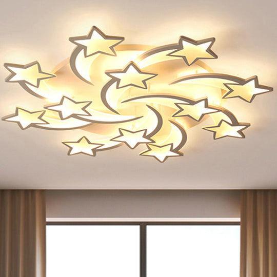 Modern White Acrylic LED Flush Mount Ceiling Light Fixture for Living Room