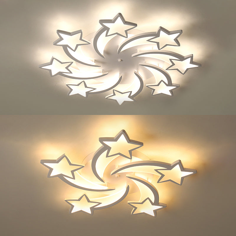 Modern White Acrylic LED Flush Mount Ceiling Light Fixture for Living Room