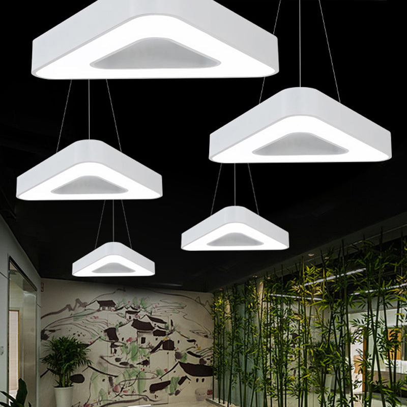 Modern Triangle Pendant Lamp With Led Lighting For Offices - Available In White Or Black Finish / 18