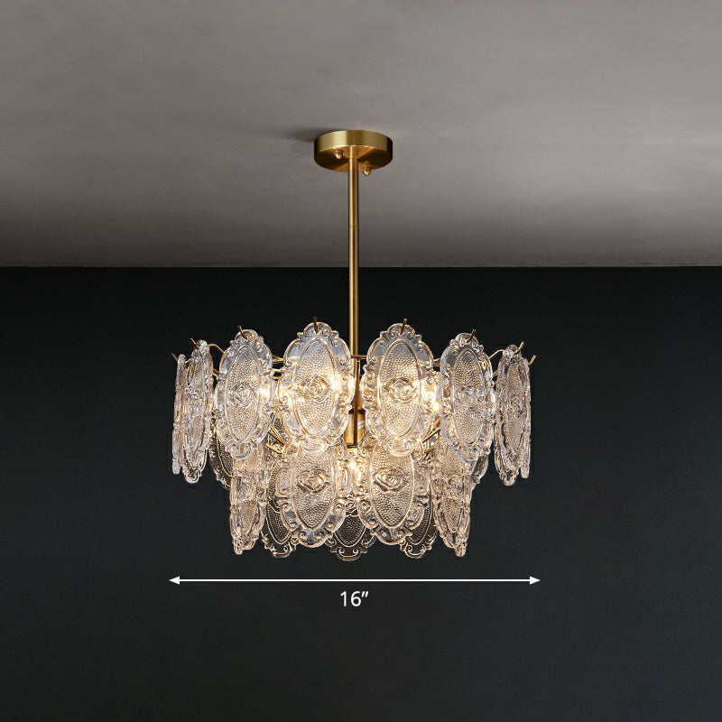 Modern Glass Gold Chandelier - Tiered Pendant Lighting For Dining Room 5 /