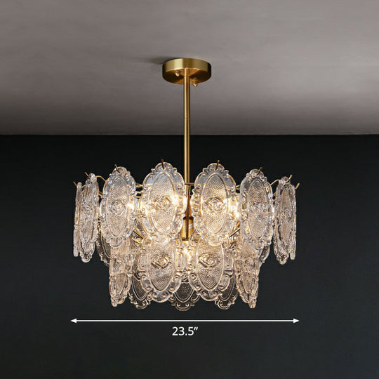 Modern Glass Gold Chandelier - Tiered Pendant Lighting For Dining Room 9 /