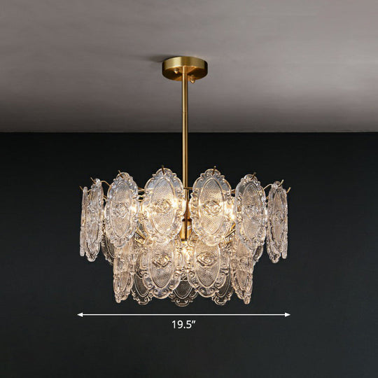 Modern Glass Gold Chandelier - Tiered Pendant Lighting For Dining Room 7 /