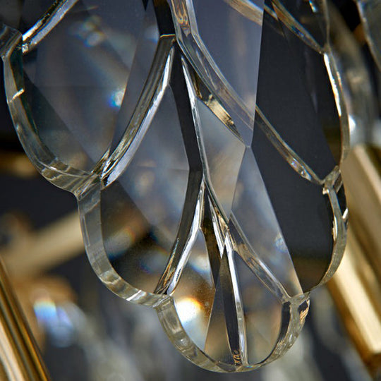 Postmodern Crystal Chandelier with 8 Gold Foliage Heads for Living Room