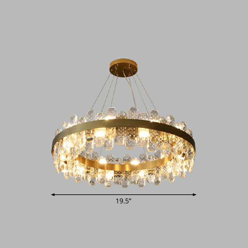 Minimalist Gold Plated Crystal Pendant Light with 8 Bulbs