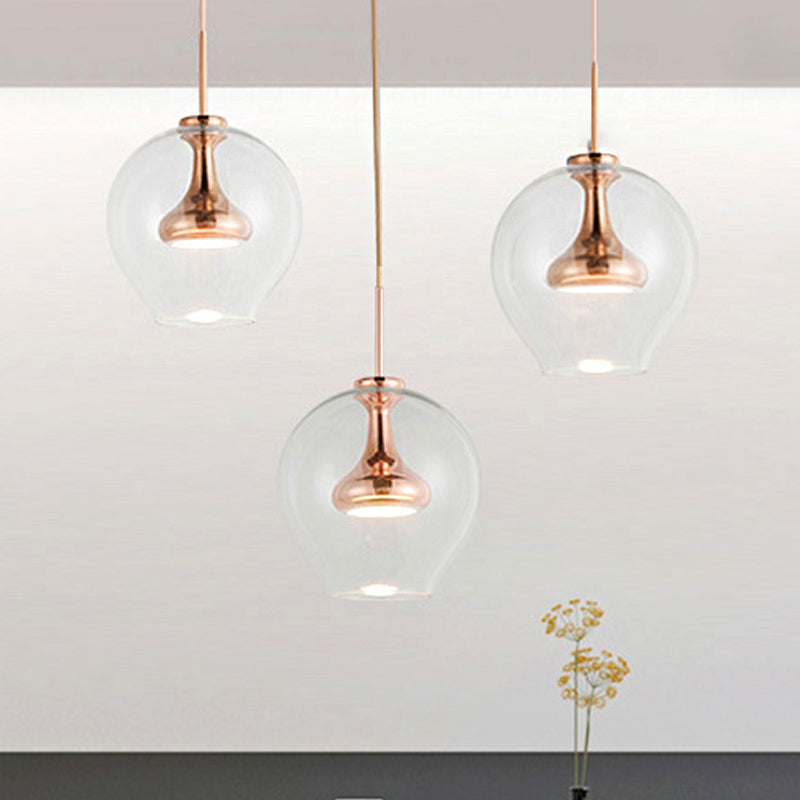 Contemporary Clear Glass Pendant Light - Sphere 1-Light Led Hanging Lamp Kit In White/Warm With