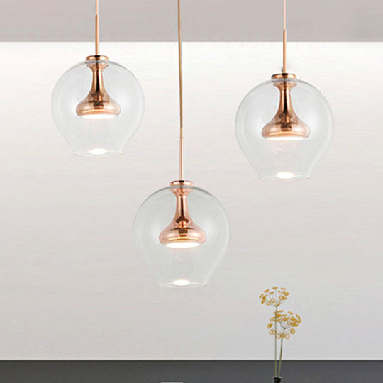 Contemporary Clear Glass Pendant Light - Sphere 1-Light Led Hanging Lamp Kit In White/Warm With