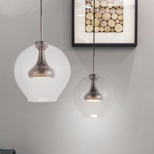 Contemporary Clear Glass Pendant Light: Sphere-Shaped, LED Hanging Lamp Kit in White/Warm Light with Nickle, Gold, or Rose Gold Finish