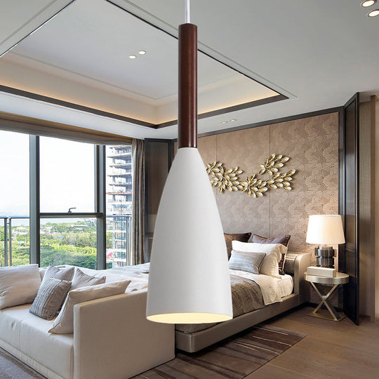 Modern Metallic Cone Pendant Lamp With Curved Design For Restaurants
