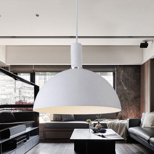 Contemporary Aluminum Hemisphere Pendant Lamp - Ideal For Dining Room Lighting White / 12