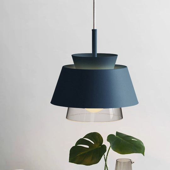 Blue/Green Tapered Hanging Light Macaron Pendant Lamp for Dining Room