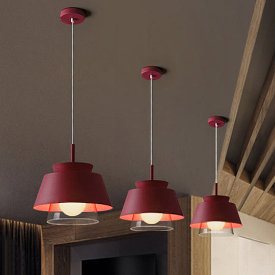 Blue/Green Tapered Hanging Light Macaron Pendant Lamp for Dining Room